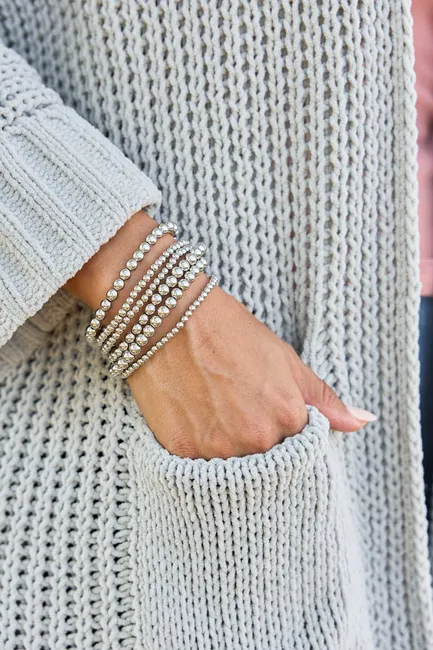 The Silver Stack Beaded Bracelet Set sold by Pink Lily