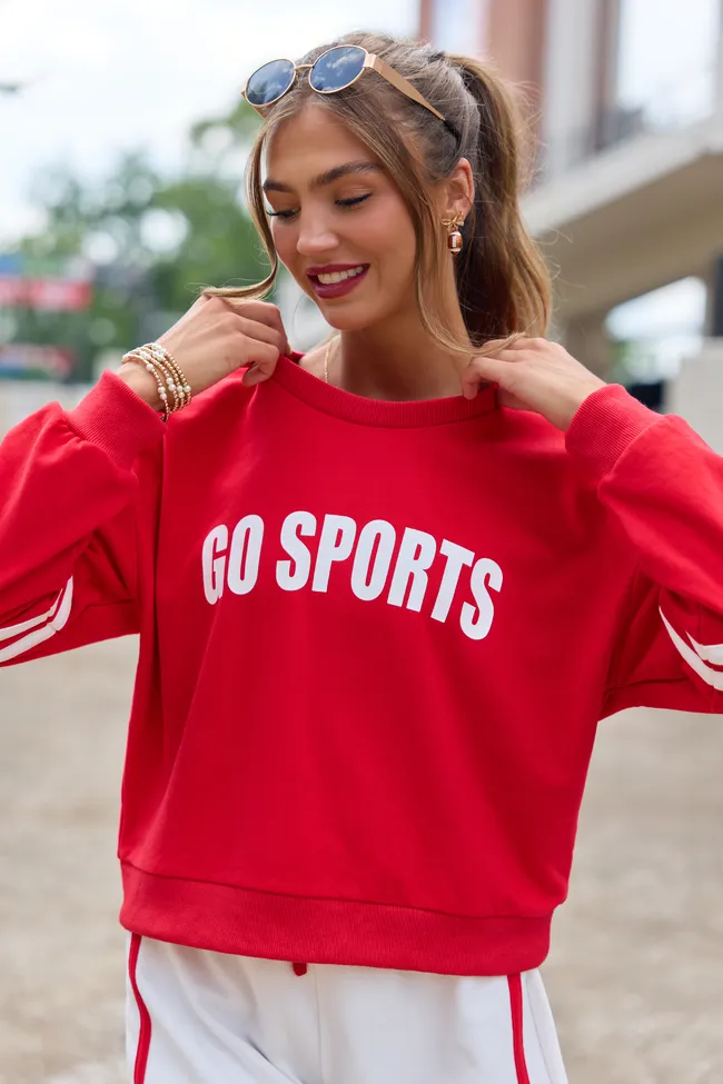 Go Sports Red Sweatshirt sold by Pink Lily product image thumbnail 4