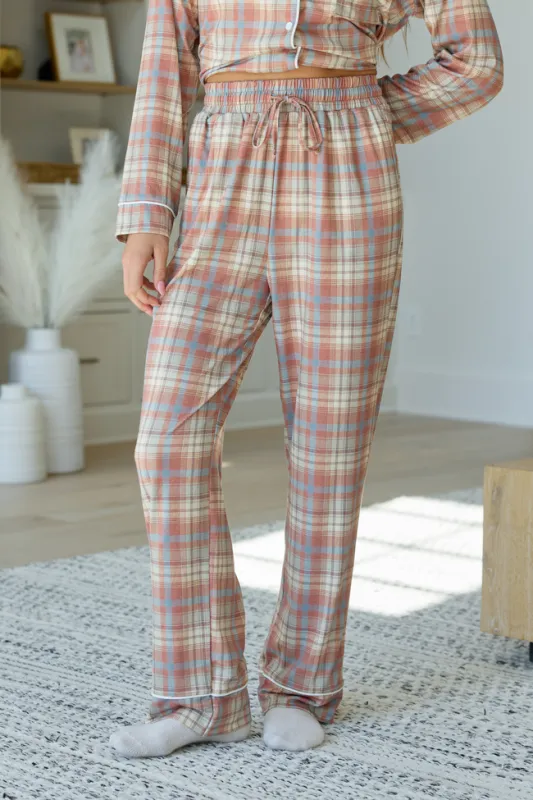 CYBER DEAL: Cozy Crush Lightweight Pajama Pants - Burnt Orange Plaid Print made by Pink Lily
