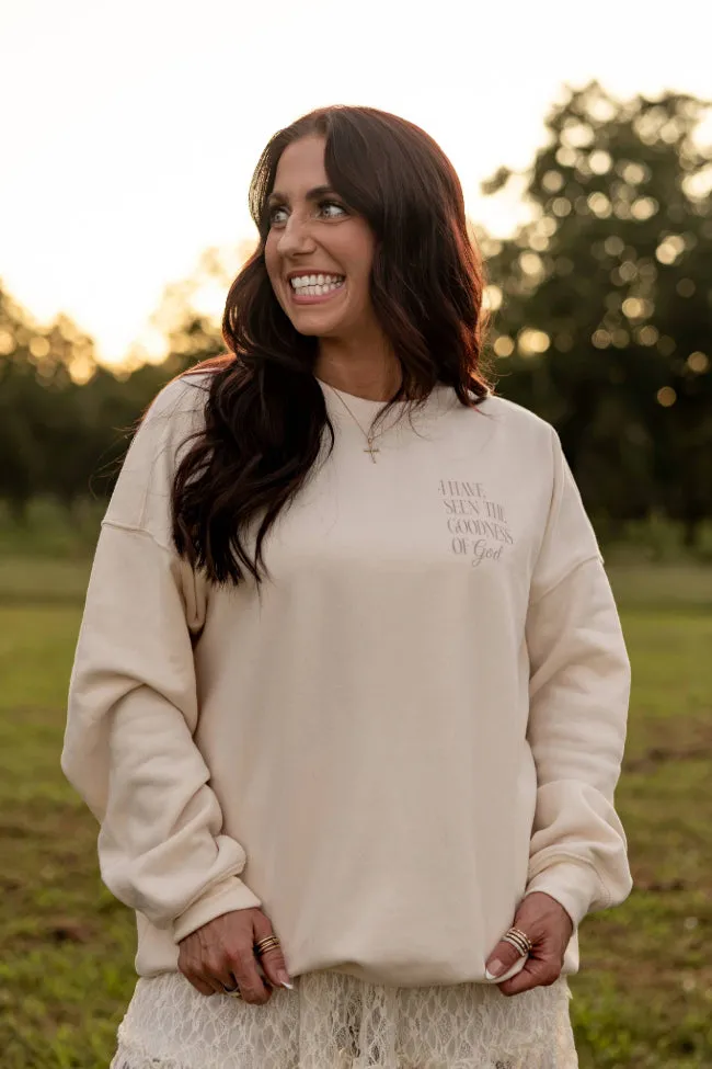 I Have Seen The Goodness of God Cream Graphic Sweatshirt Heather Demers X Pink Lily sold by Pink Lily product image thumbnail 2