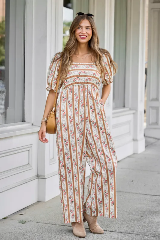 Wild Magnolia Smocked Wide Leg Jumpsuit made by Pink Lily