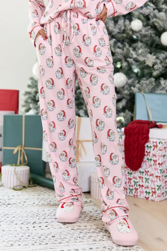 Cozy Crush Lightweight Pajama Pants - Vintage Santa Pink made by Pink Lily