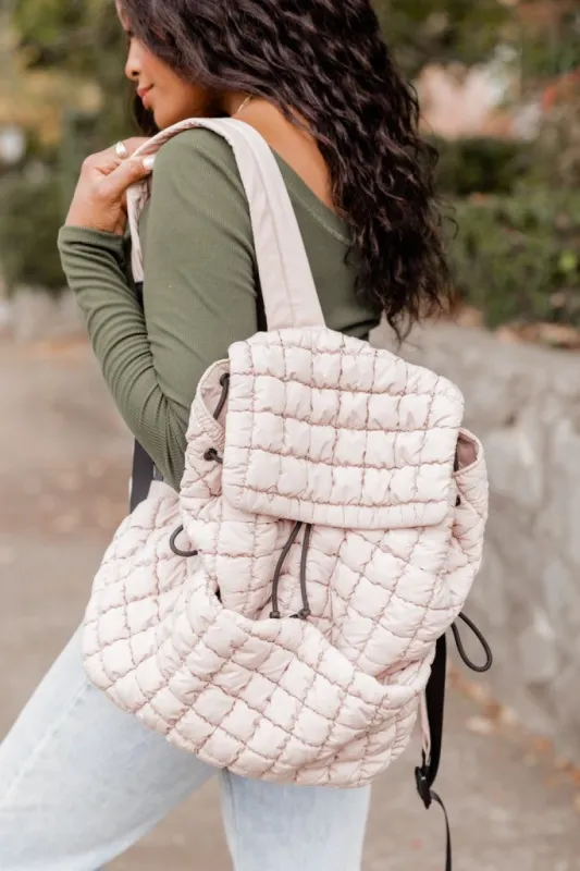 Nude Quilted Backpack FINAL SALE sold by Pink Lily