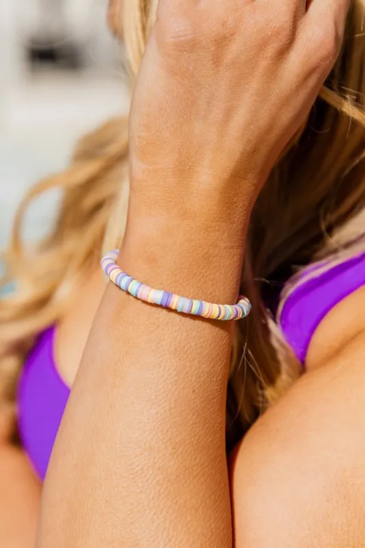 Happy Days Pastel Rainbow Rubber Disc Bracelet sold by Pink Lily