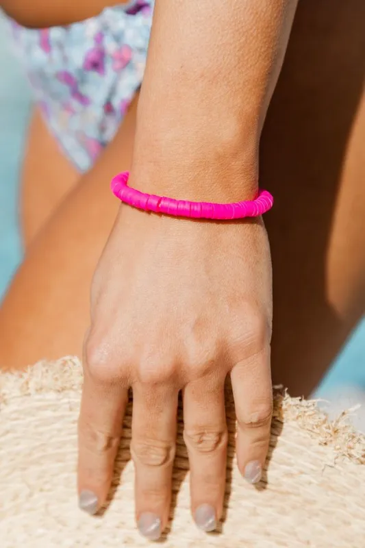 Happy Days Pink Rubber Disc Bracelet sold by Pink Lily