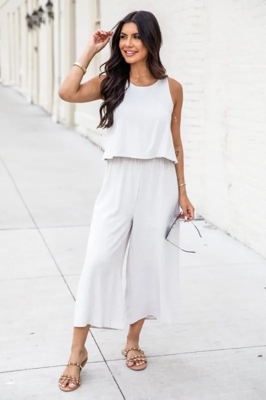 Never Wanna Leave Grey Jumpsuit FINAL SALE sold by Pink Lily