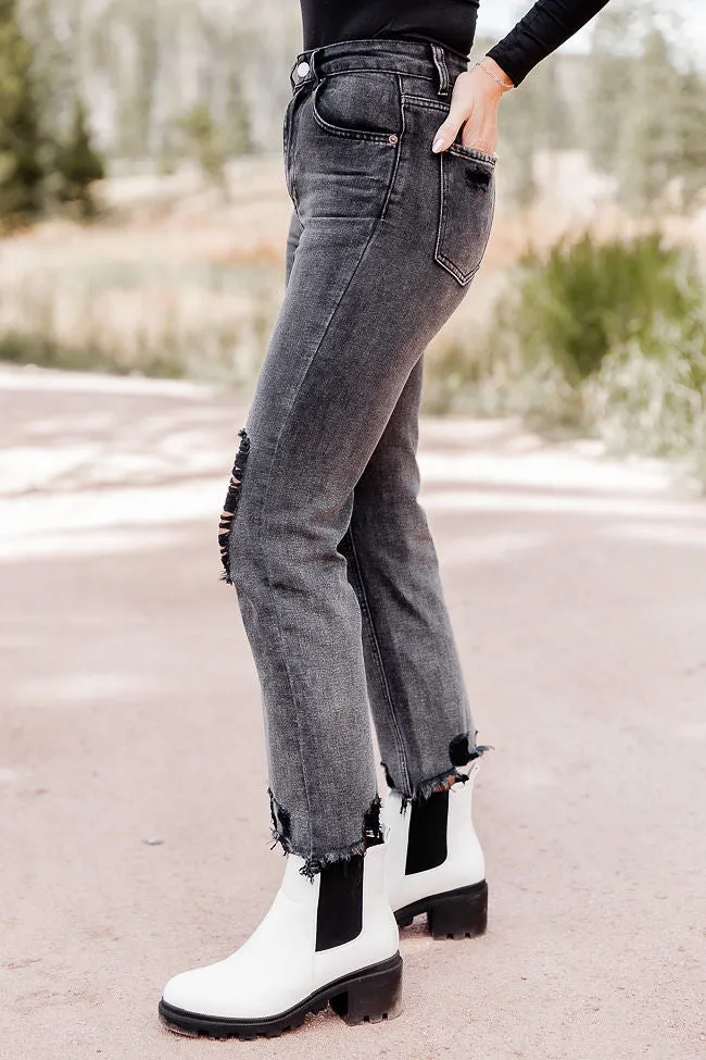 Piney River Black Distressed Straight Leg Jeans sold by Pink Lily product image thumbnail 3