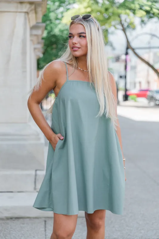 After All This Time Olive Solid Mini Dress FINAL SALE sold by Pink Lily