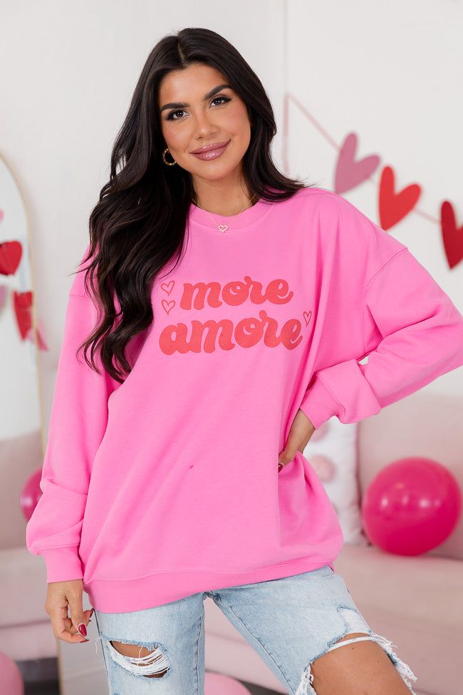 More Amore Pink Oversized Graphic Sweatshirt sold by Pink Lily product image thumbnail 4