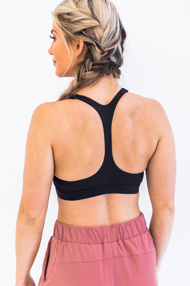 Run Out Of Time Black V-neck Sports Bra FINAL SALE sold by Pink Lily product image thumbnail 5