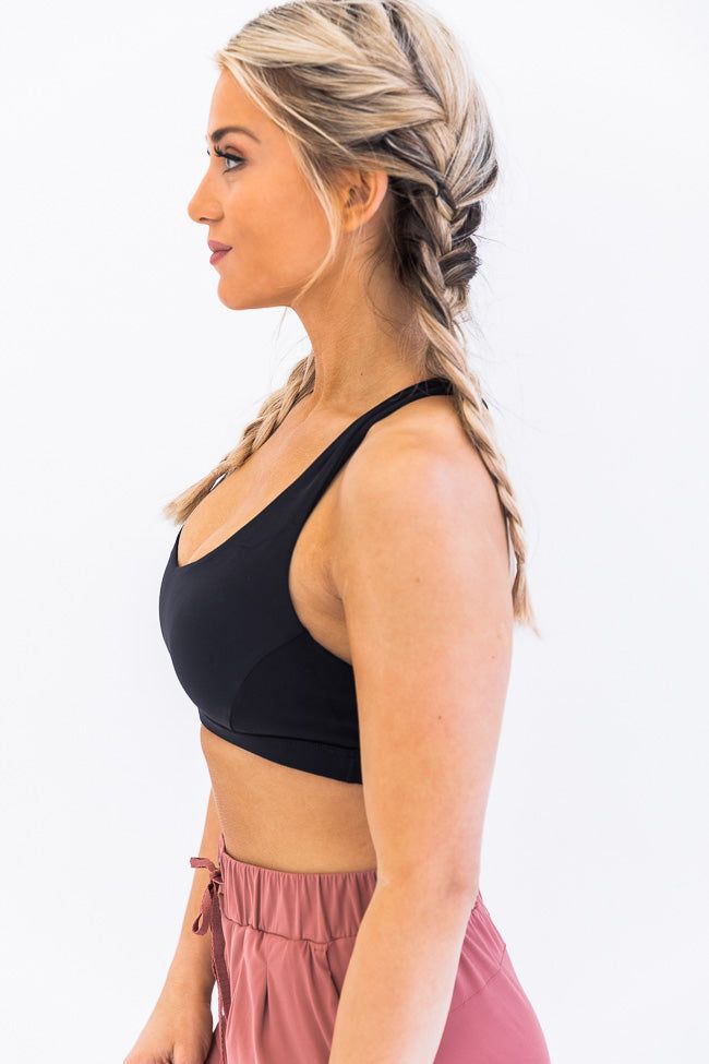 Run Out Of Time Black V-neck Sports Bra FINAL SALE sold by Pink Lily product image thumbnail 4
