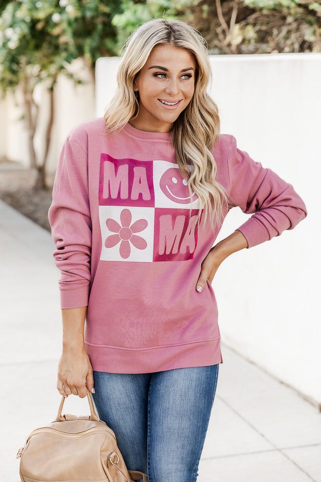 Mama Retro Deep Mauve Graphic Sweatshirt FINAL SALE FINAL SALE sold by Pink Lily