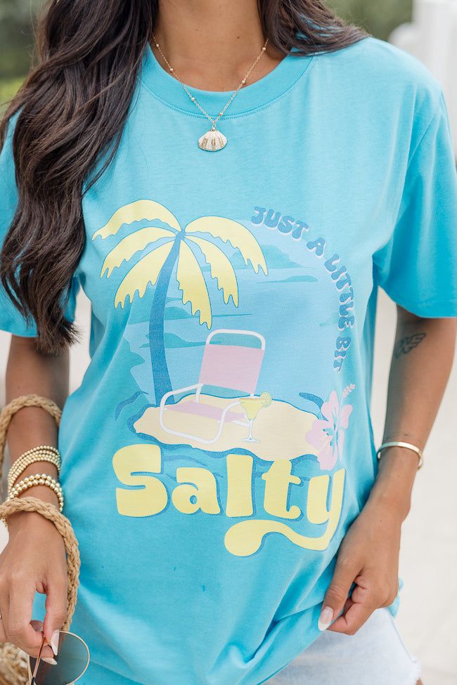 Just A Little Bit Salty Aqua Blue Oversized Graphic Tee sold by Pink Lily product image thumbnail 3