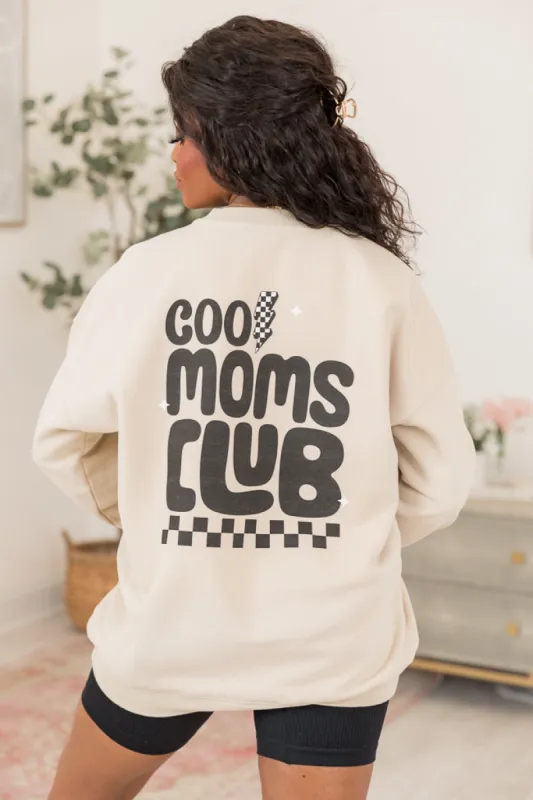 Cool Moms Club Light Tan Oversized Graphic Sweatshirt sold by Pink Lily