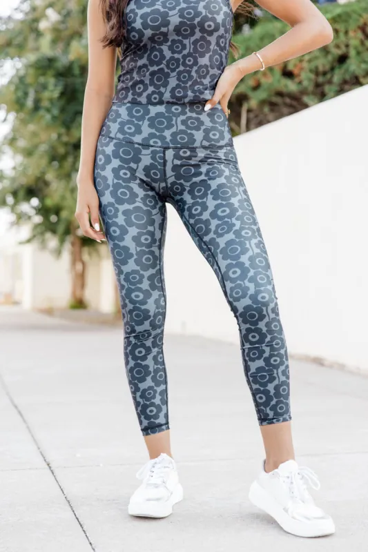 Raise The Standard Black And Grey Floral Active Leggings FINAL SALE sold by Pink Lily