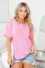 Top Pick Pink Henley Tee sold by Pink Lily
