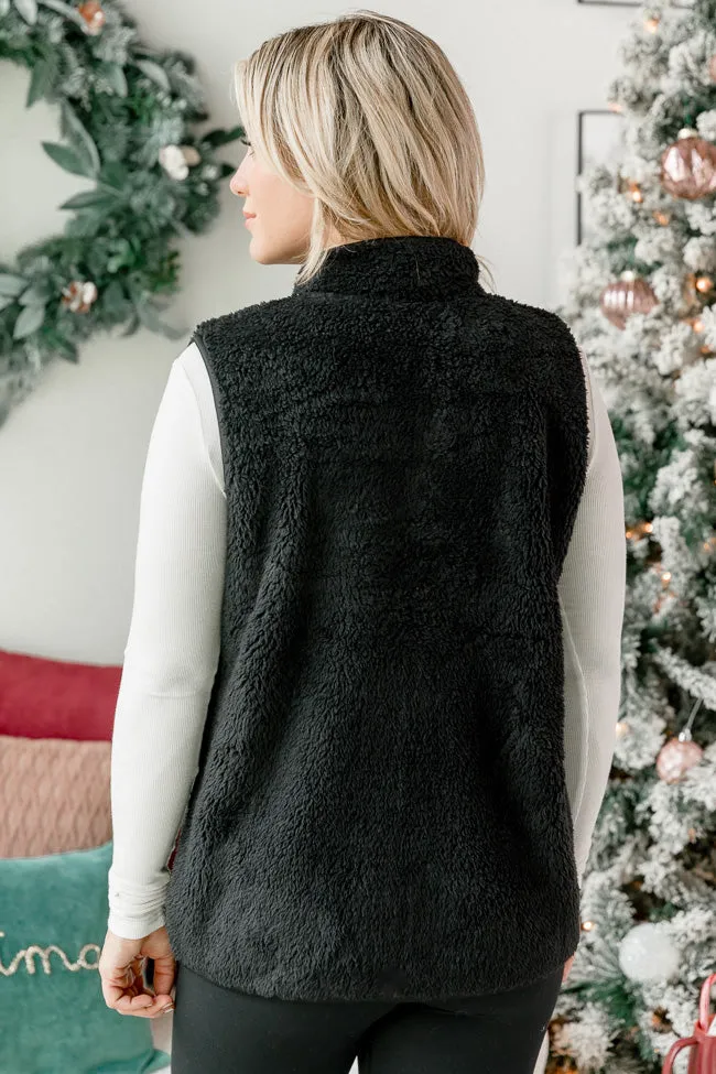 On The Slopes Black Sherpa Vest FINAL SALE sold by Pink Lily product image thumbnail 4