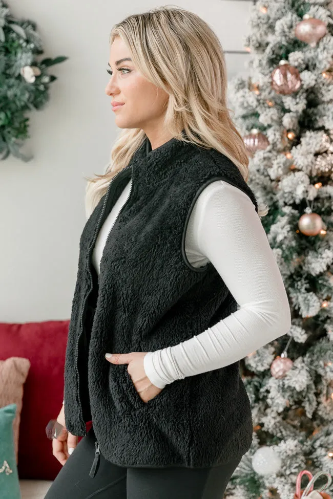 On The Slopes Black Sherpa Vest FINAL SALE sold by Pink Lily product image thumbnail 3