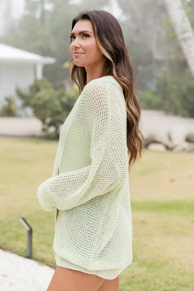 With The Girls Sage Open Knit Button Front Cardigan SALE sold by Pink Lily product image thumbnail 4