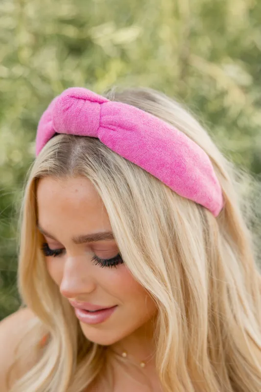 Hot Pink Terry Headband FINAL SALE sold by Pink Lily