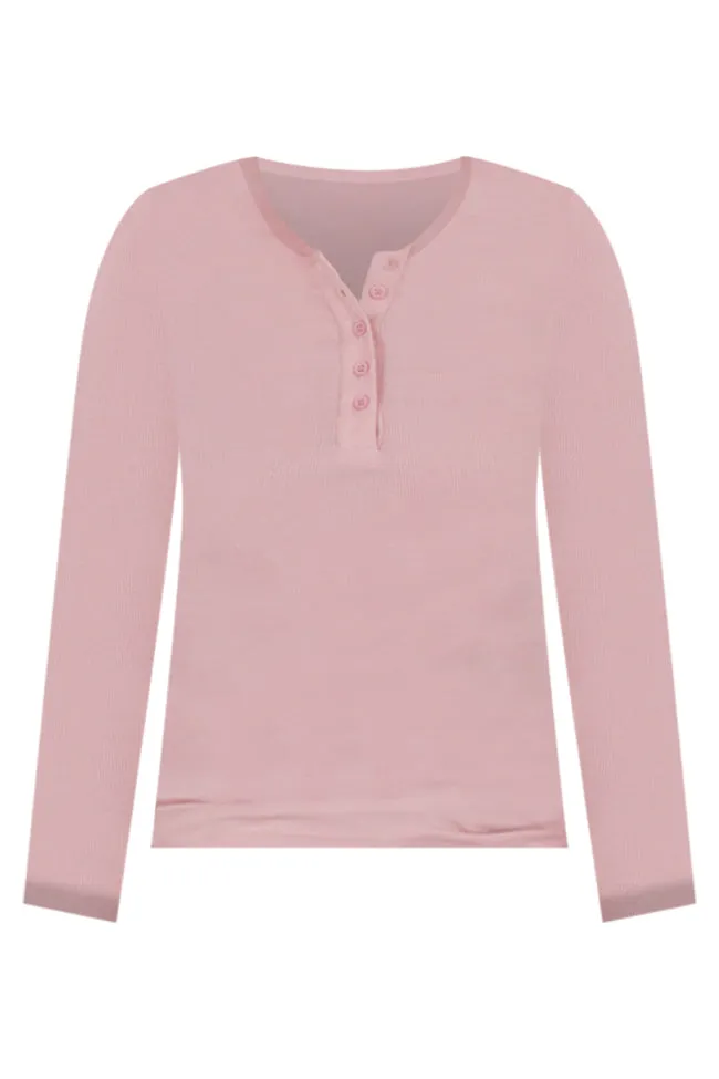 All The Better Pink Ribbed Knit Henley Tee FINAL SALE sold by Pink Lily product image thumbnail 5