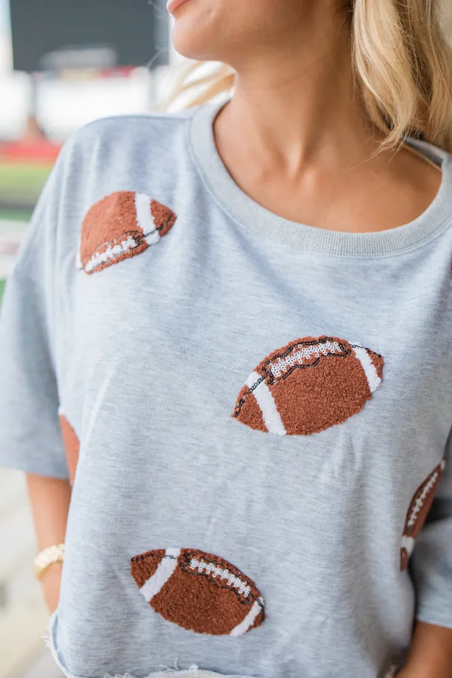 Game Day Glam Heather Grey Short Sleeve Football Patch Tee FINAL SALE sold by Pink Lily product image thumbnail 3
