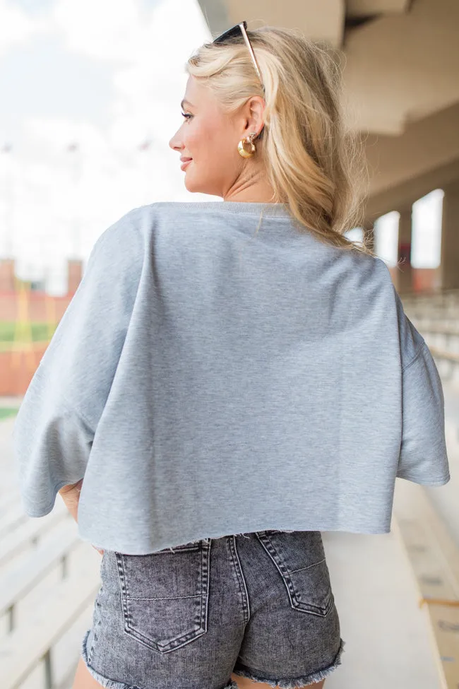 Game Day Glam Heather Grey Short Sleeve Football Patch Tee FINAL SALE sold by Pink Lily product image thumbnail 5