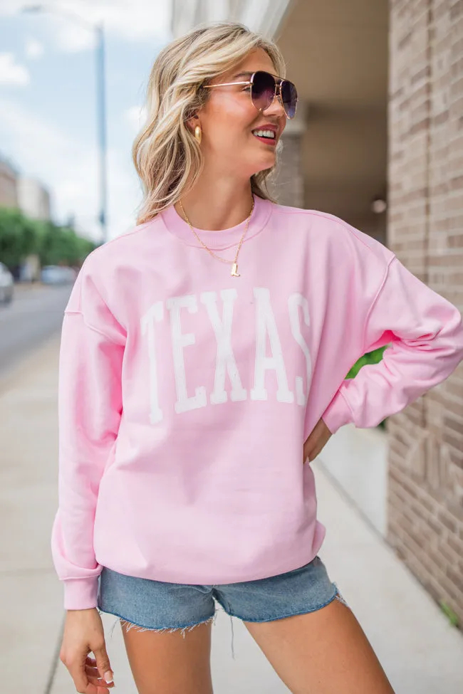 Texas Block Light Pink Oversized Graphic Sweatshirt sold by Pink Lily product image thumbnail 3