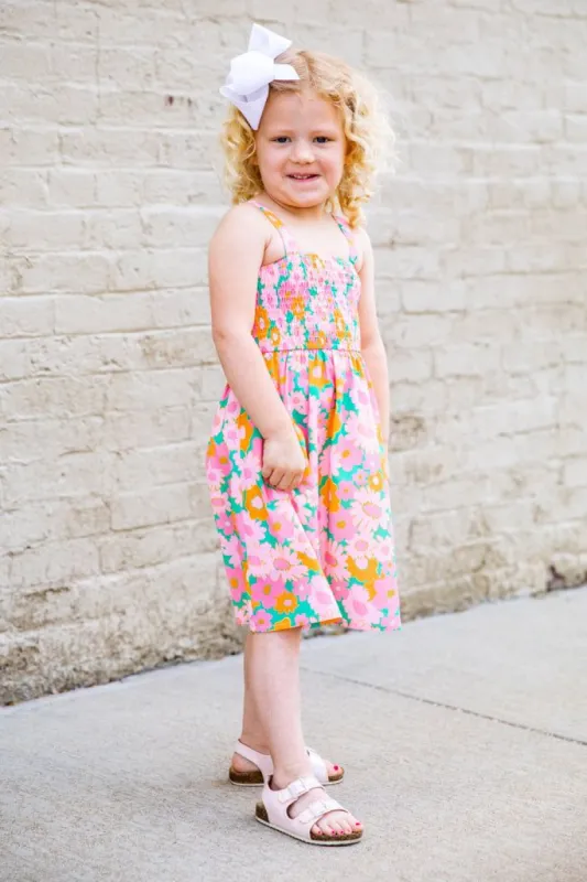 Sunny Skies Girl's Green Floral Mini Dress sold by Pink Lily