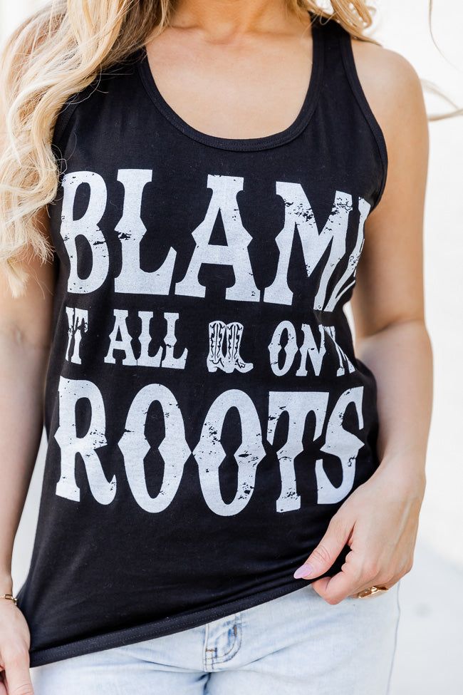 Blame it on my roots Black Jersey Graphic Tank sold by Pink Lily product image thumbnail 3