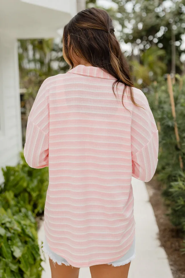 Bayside Breeze Pink Striped Button Front Shirt sold by Pink Lily product image thumbnail 5