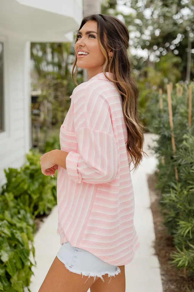 Bayside Breeze Pink Striped Button Front Shirt sold by Pink Lily product image thumbnail 4