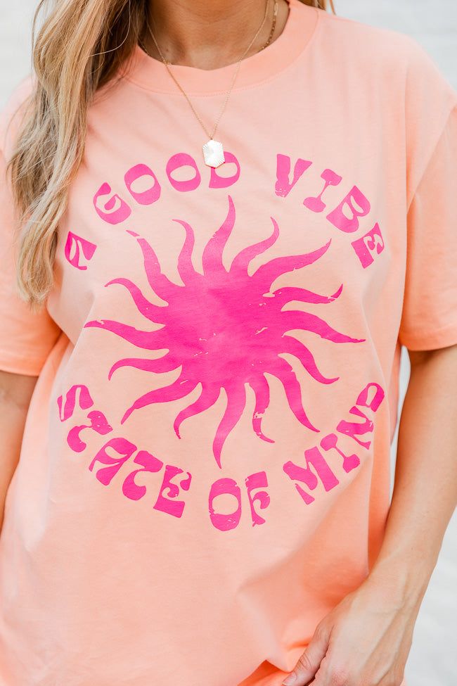 A Good Vibe Coral Oversized Graphic Tee sold by Pink Lily product image thumbnail 2
