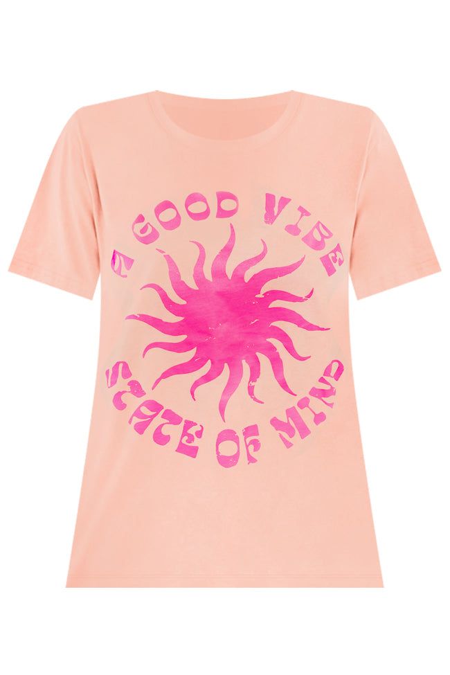 A Good Vibe Coral Oversized Graphic Tee sold by Pink Lily product image thumbnail 3