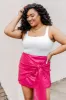 Big Reputation Hot Pink Sequin Side Tie Mini Skirt FINAL SALE sold by Pink Lily