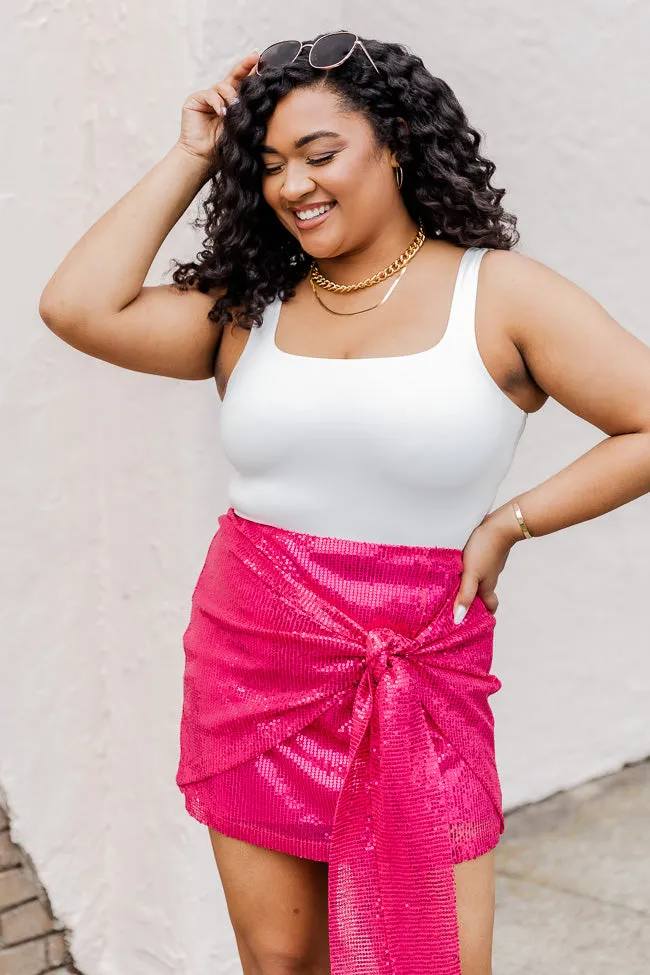 Big Reputation Hot Pink Sequin Side Tie Mini Skirt FINAL SALE sold by Pink Lily product image thumbnail 2
