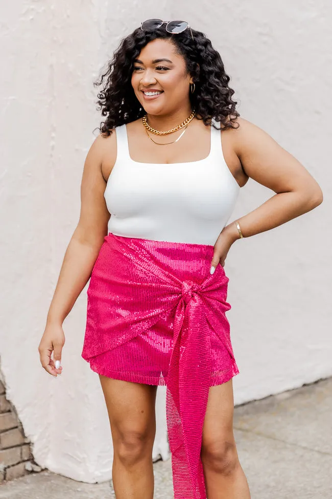Big Reputation Hot Pink Sequin Side Tie Mini Skirt FINAL SALE sold by Pink Lily product image thumbnail 3