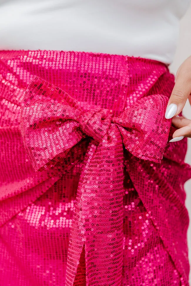 Big Reputation Hot Pink Sequin Side Tie Mini Skirt FINAL SALE sold by Pink Lily product image thumbnail 4