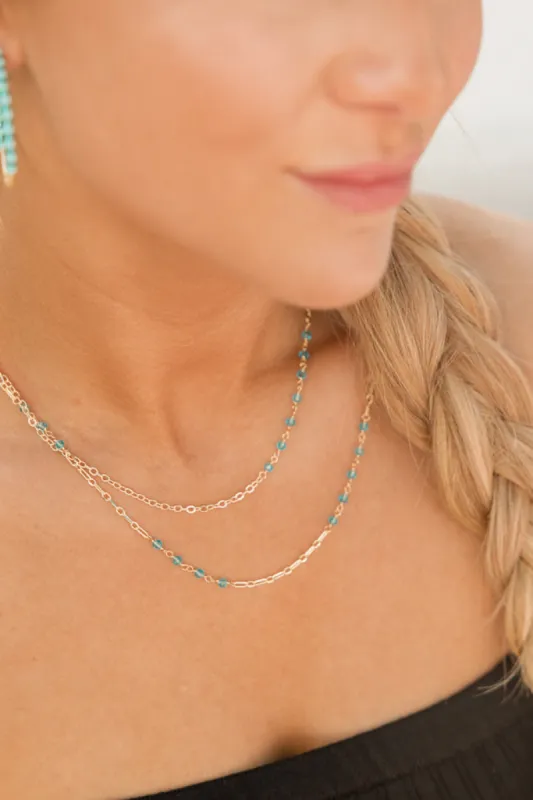 Turquoise and Gold Layering Necklace FINAL SALE sold by Pink Lily