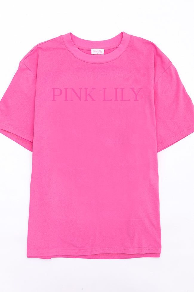 Pink Lily Logo Pink Oversized Graphic Tee sold by Pink Lily