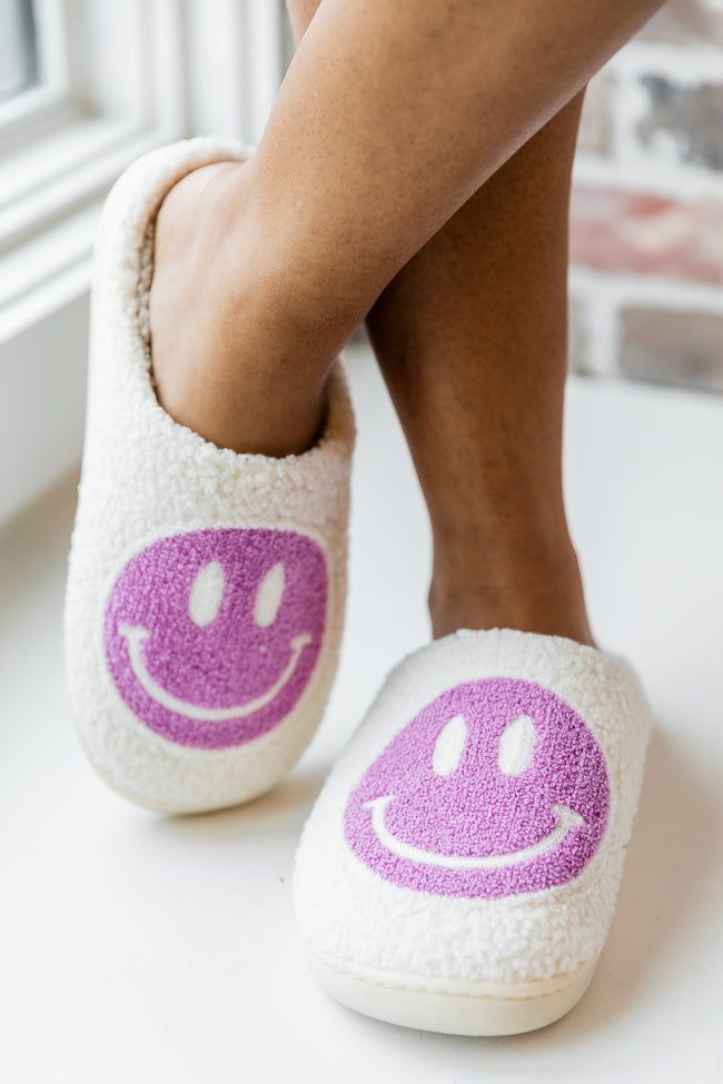 Purple Smiley Slippers sold by Pink Lily