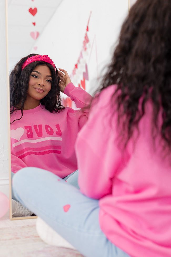 Love Retro Pink Oversized Graphic Sweatshirt sold by Pink Lily product image thumbnail 5