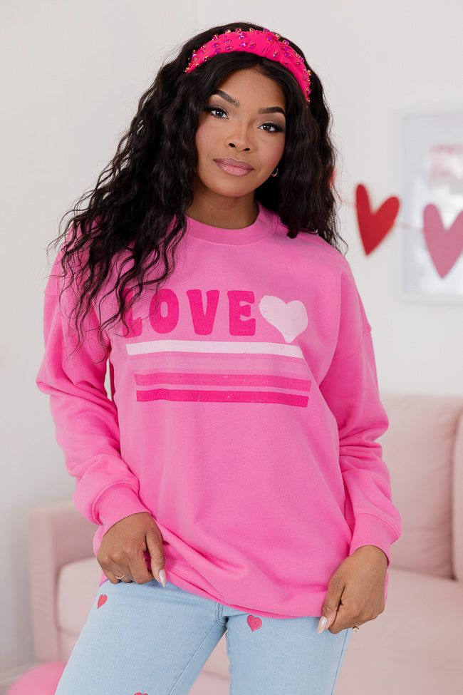 Love Retro Pink Oversized Graphic Sweatshirt sold by Pink Lily
