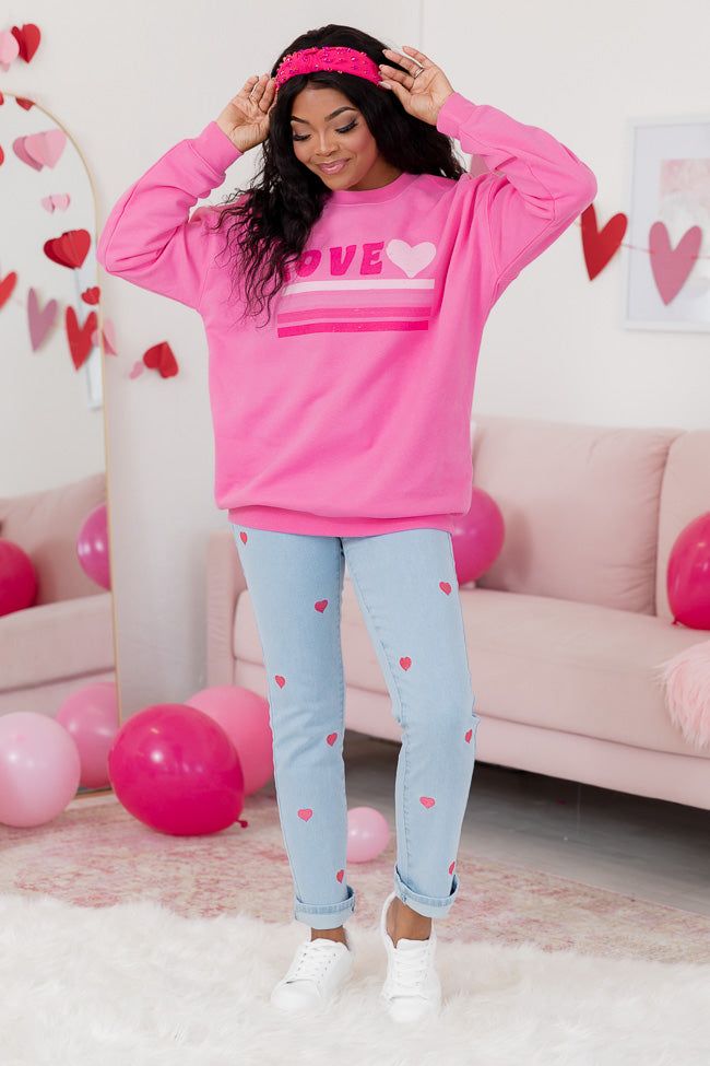 Love Retro Pink Oversized Graphic Sweatshirt sold by Pink Lily product image thumbnail 2