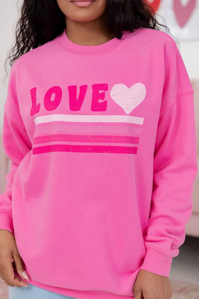 Love Retro Pink Oversized Graphic Sweatshirt sold by Pink Lily product image thumbnail 3