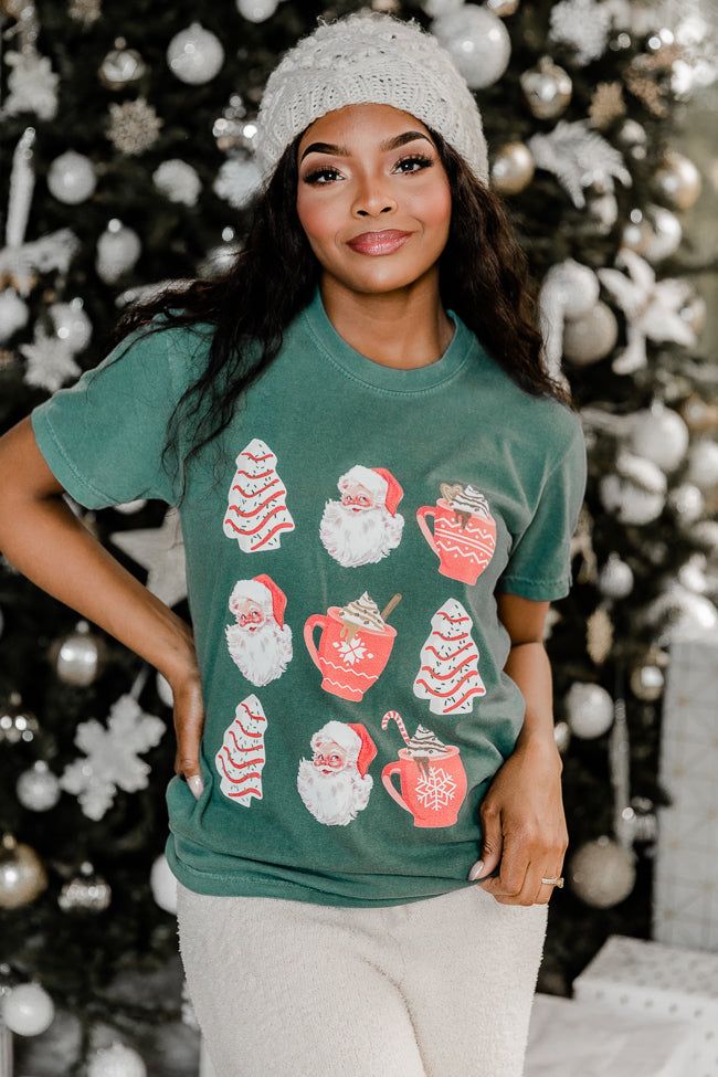 Santa Christmas Cakes Dark Green Comfort Color Graphic Tee Macy Blackwell x Pink Lily sold by Pink Lily product image thumbnail 2