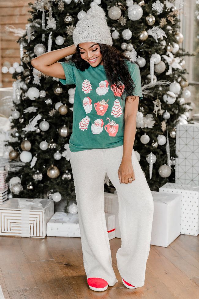Santa Christmas Cakes Dark Green Comfort Color Graphic Tee Macy Blackwell x Pink Lily sold by Pink Lily product image thumbnail 4