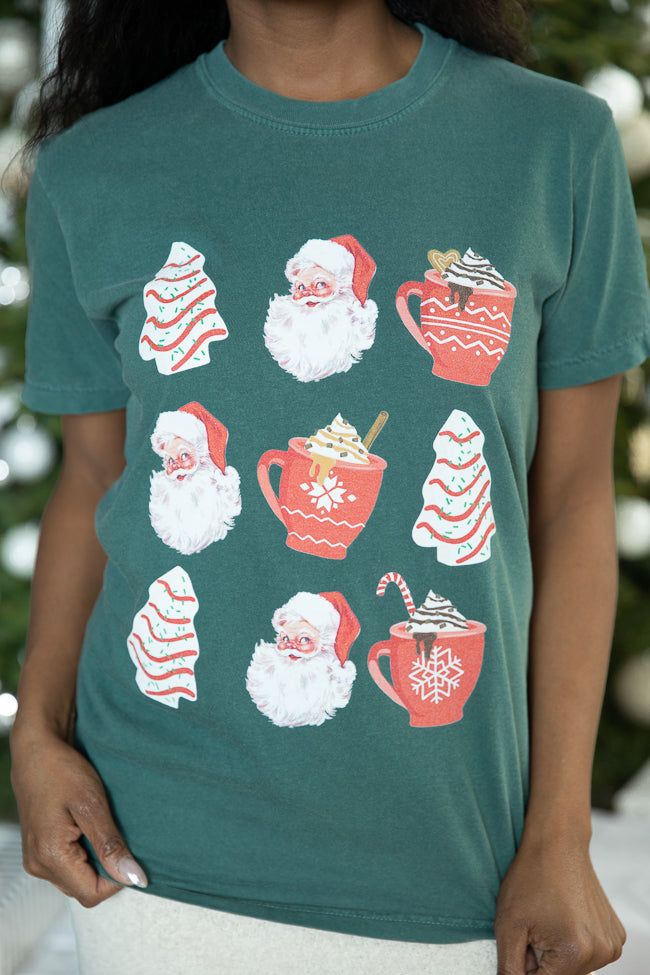 Santa Christmas Cakes Dark Green Comfort Color Graphic Tee Macy Blackwell x Pink Lily sold by Pink Lily product image thumbnail 3