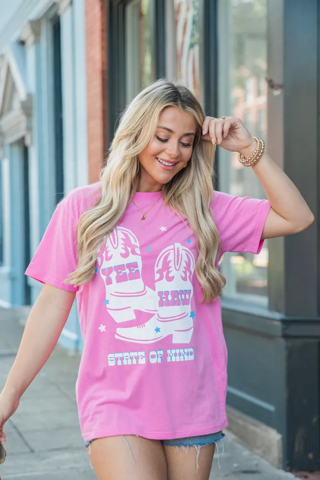 Yee Haw State Of Mind Hot Pink Oversized Graphic Tee DOORBUSTER sold by Pink Lily product image thumbnail 5