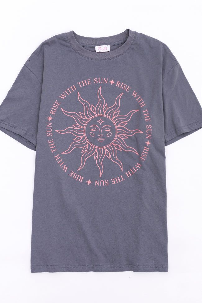 Rise with the Sun Grey Oversized Graphic Tee sold by Pink Lily product image thumbnail 3